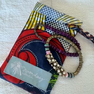 Noonday Collection Multicolor bracelet set with original Fabric Bag